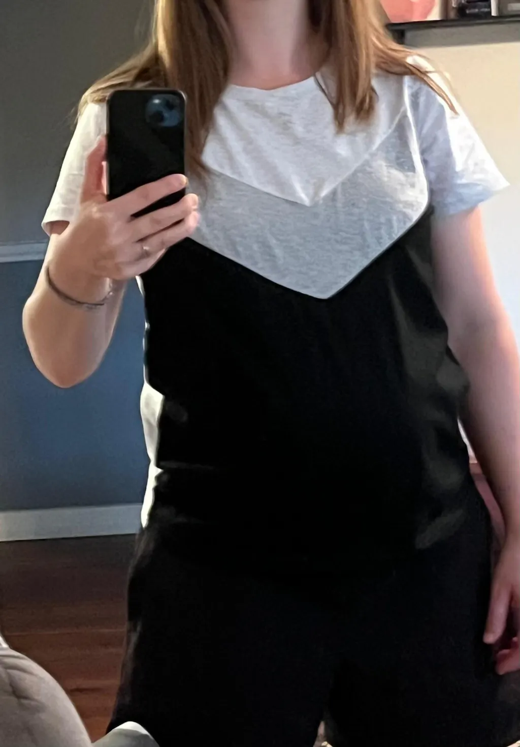 Chevron Colorblock Nursing T-Shirt - Ash Gray/Black