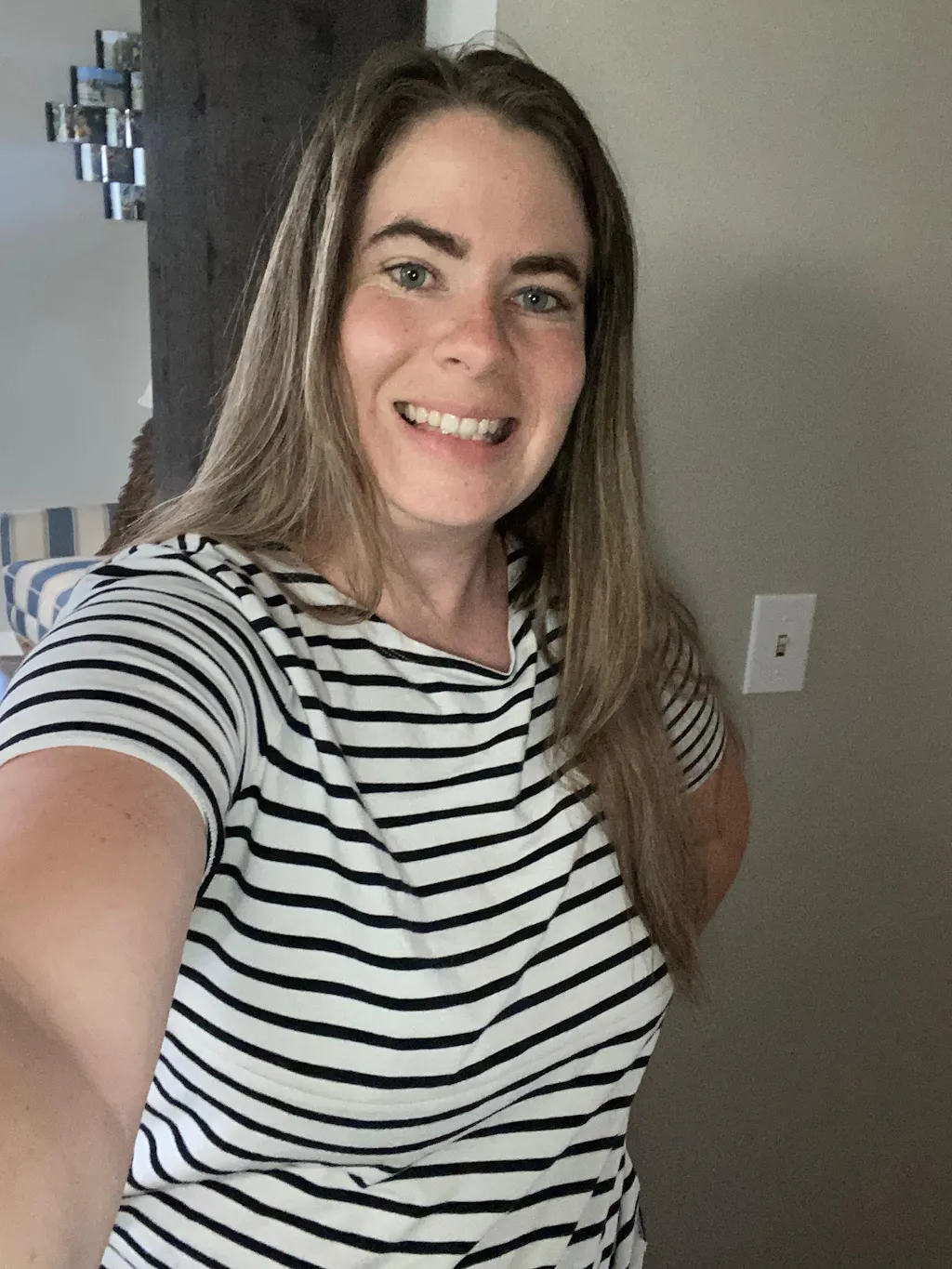 Striped Nursing T-shirt With Front Tie- Hidden Zipper - Black/White