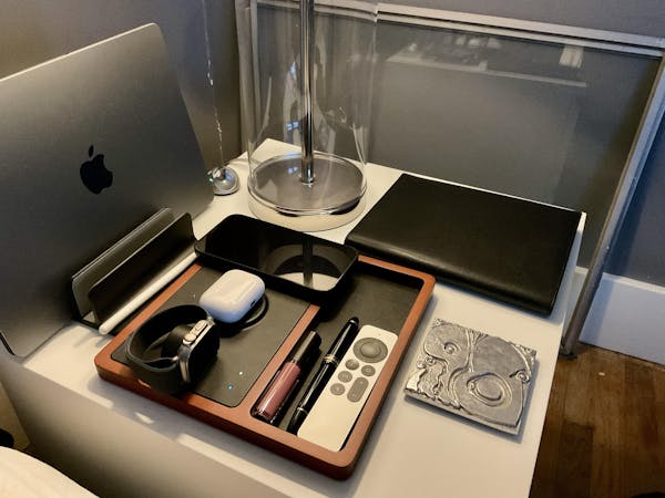 TRIO TRAY Black - 3-in-1 MagSafe Oak Wireless Charger with Apple Watch Charging