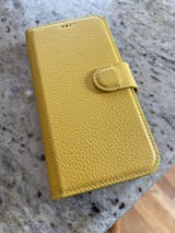 Yellow Leather Magnetic Wallet Case for iPhone 14 (6.1) – O2Leather