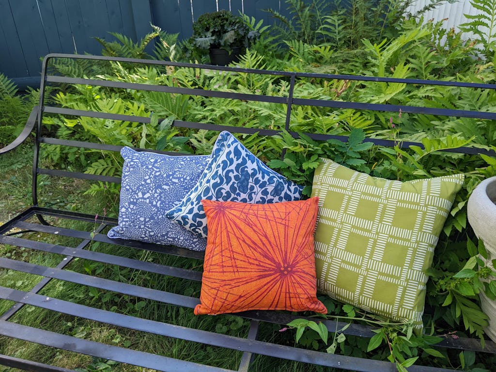 Vine Throw Pillow - Turquoise Blue (Cotton Linen)