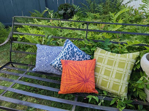 Vine Throw Pillow - Turquoise Blue (Cotton Linen)