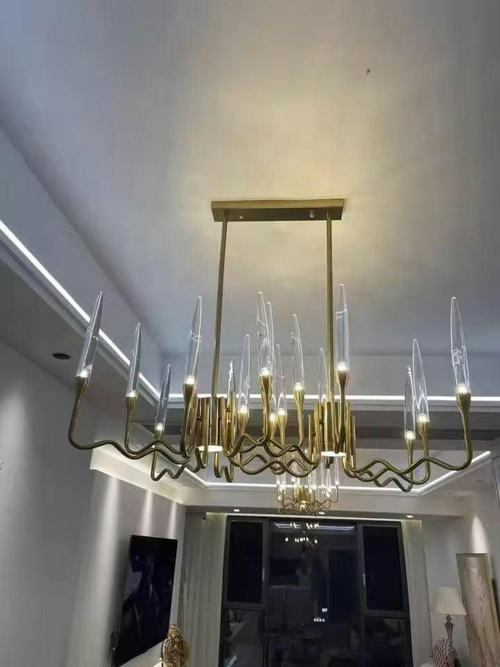 Pezzo Crystal Long Chandelier L78'' 59''  40''