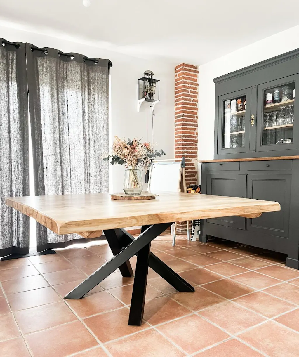 BATZ - Pied de table à manger carré en Mikado