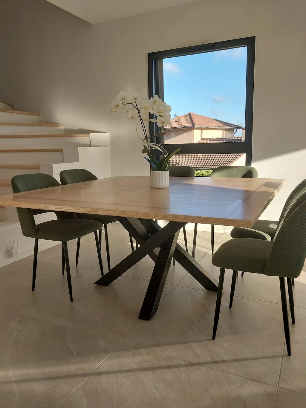 BATZ - Pied de table à manger carré en Mikado