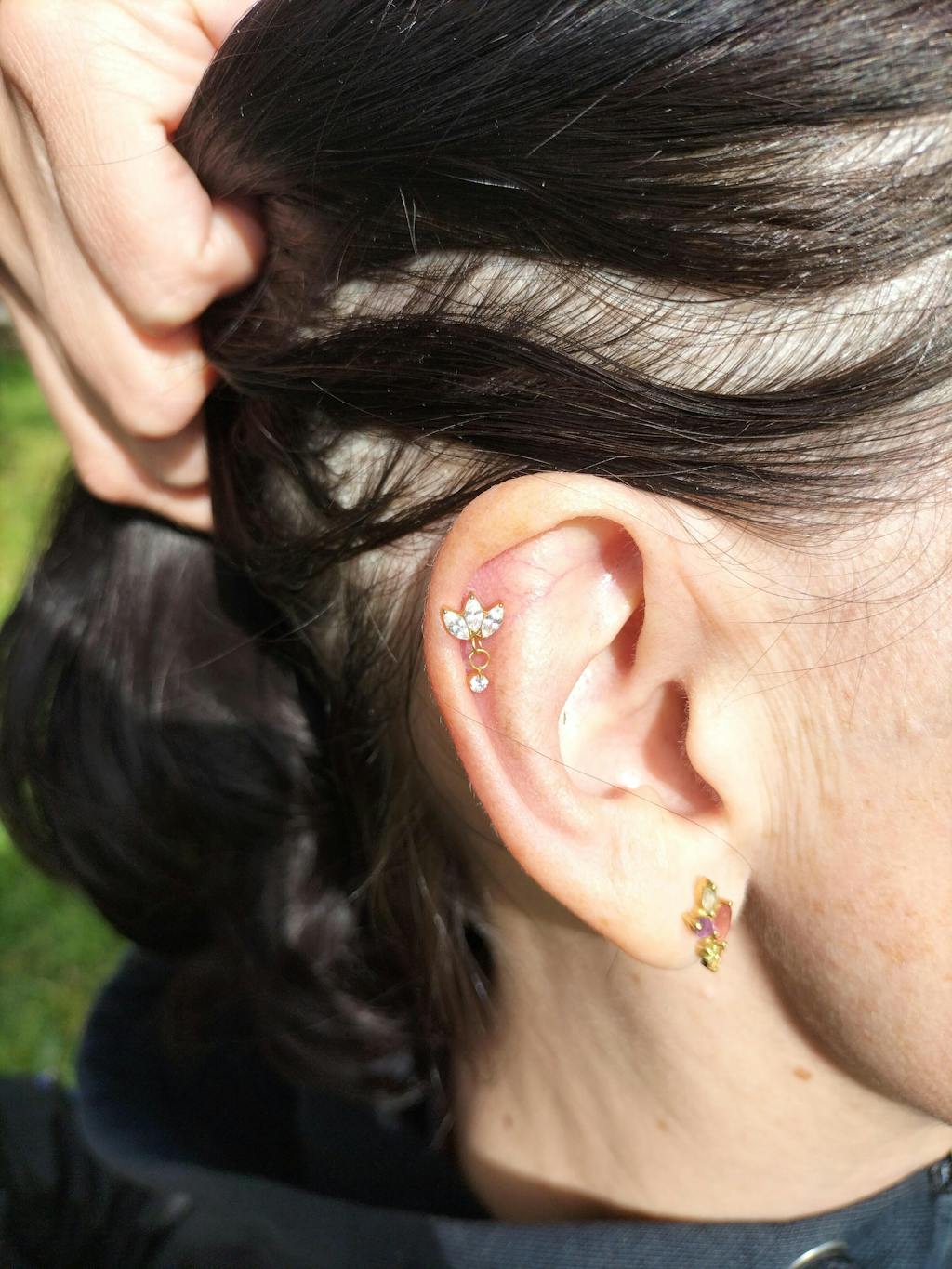 ISIDA Bijou de Piercing Titane Helix, lobe Obsidian Piercing