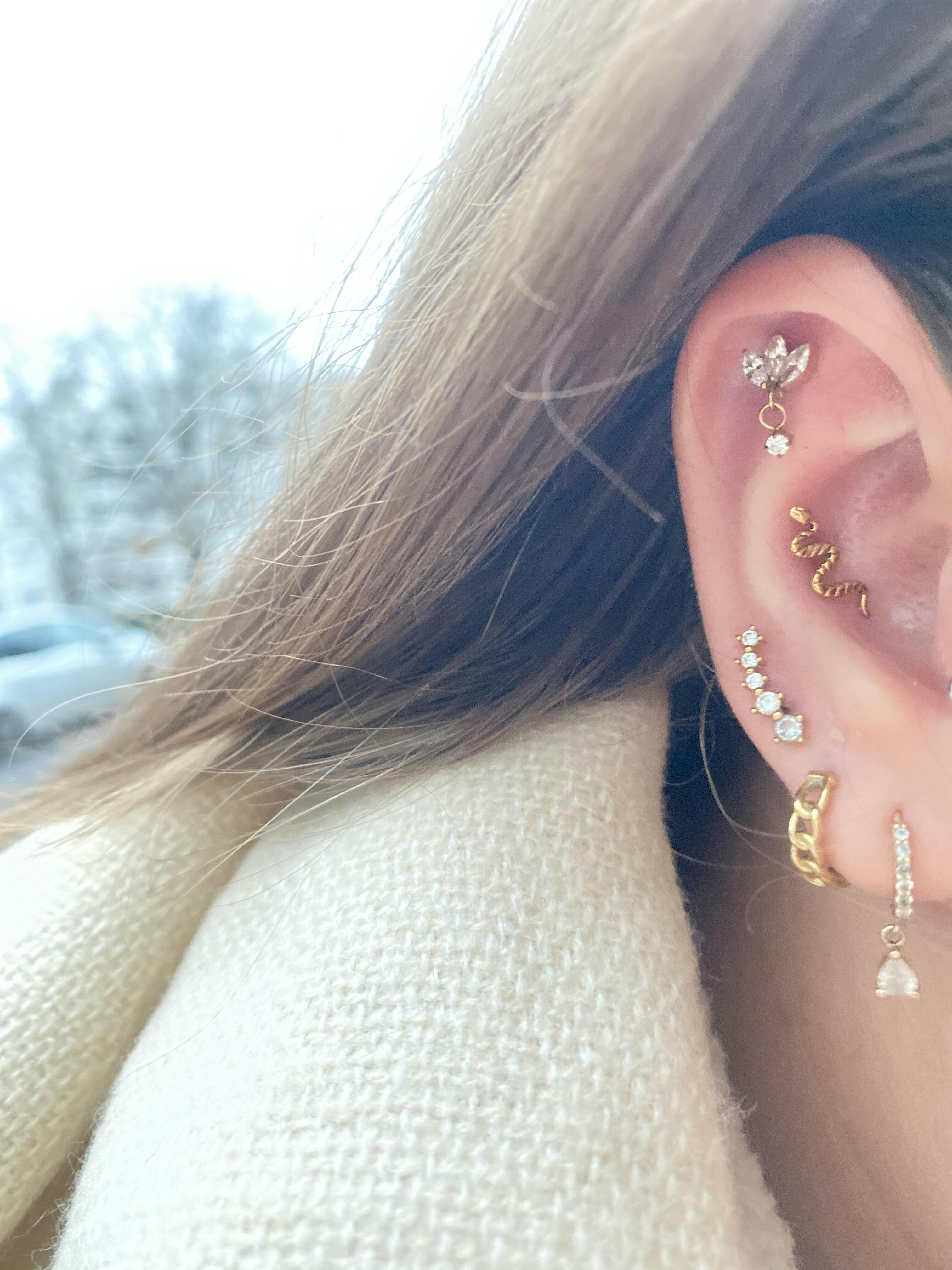 ISIDA Bijou de Piercing Titane Helix, lobe Obsidian Piercing