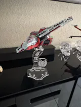Display stand 3D-ENGV angled for Lego 75362 Ahsoka Tano's T-6 Jedi Shuttle + minifigures slots (A1102)