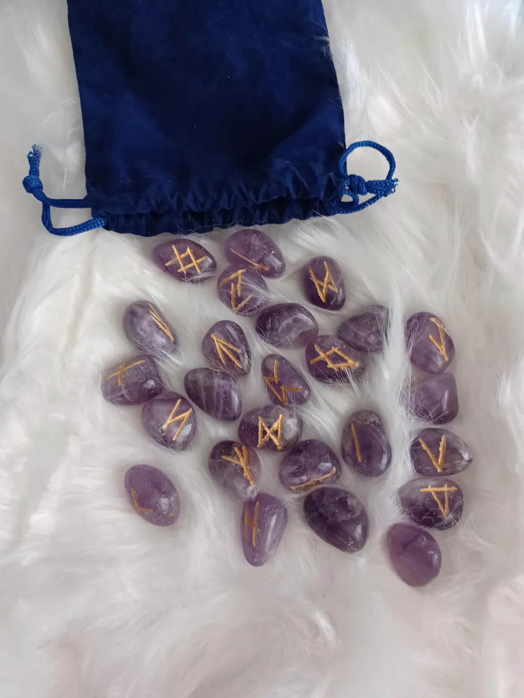Natural Amethyst Rune Set with Bag, Stone Viking Runes - Oddities For ...