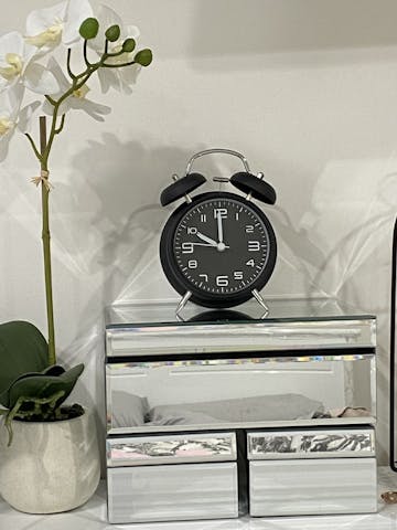 TFA Loud Double Bells Alarm Clock, Black, 16cm
