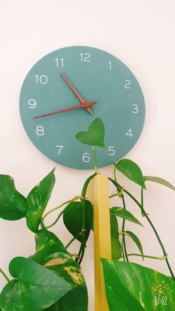 TFA Melany Minimalist Wooden Hands Wall Clock, Jade Green, 30cm