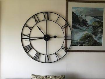 Toki Karl Extra Large Metal Roman Skeleton Wall Clock, Black, 80cm