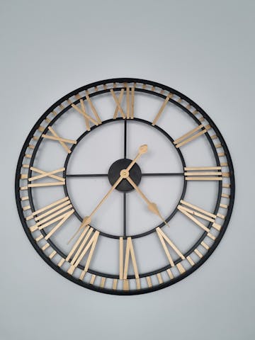 London Wrought Iron Metal Black and Gold Wall Clock, 60cm