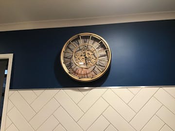 JD Basset Industrial Metal Moving Gears Wall Clock, Copper Wash, 47cm