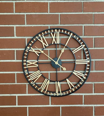 London Wrought Iron Metal Black and Gold Wall Clock, 60cm