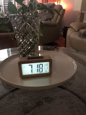 Checkmate Timber Multifunction Digital Alarm Clock, Light Brown, 14cm