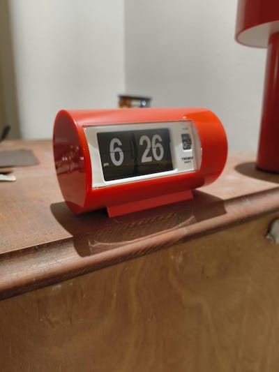 Jadco Cylindrical Flip Card Rotating Dial Alarm Clock, Red, 12cm
