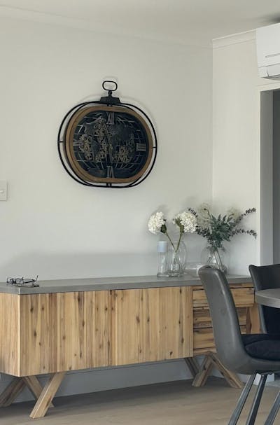 Atlas Columbus Oval FOB Metal Wood Moving Gears Wall Clock, 76cm