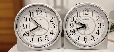 Seiko John Luminous Hands Analog Bedside Alarm Clock, Silver, 9cm