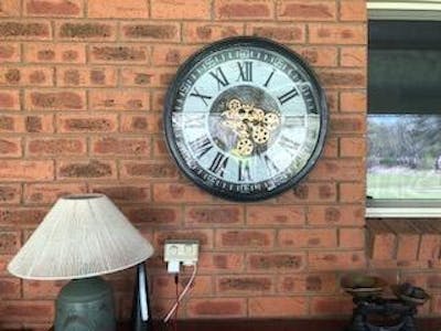 Tyson Distressed Metal Moving Gears Wall Clock, 60cm