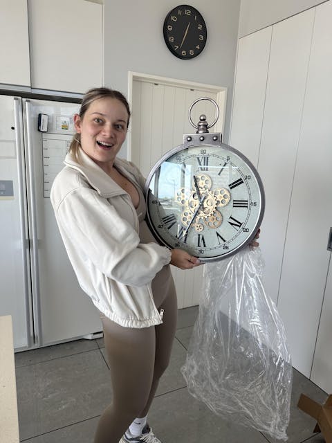 Baxter FOB Rustic Grey Metal Moving Gears Wall Clock, 61cm