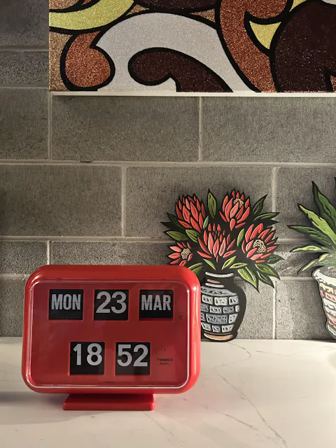 Jadco Mack Digital Flip Calendar Wall & Desk Clock, Red, 24hr, 31cm