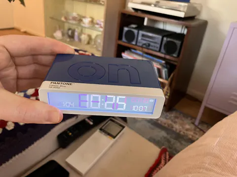 Lexon Flip Classic Reversible LCD Alarm Clock, Pantone Blue, 10cm