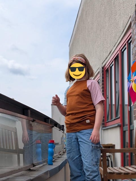 Raglan Shirt aus fairer Bio-Baumwolle | Colorblock Rosa/Caramel