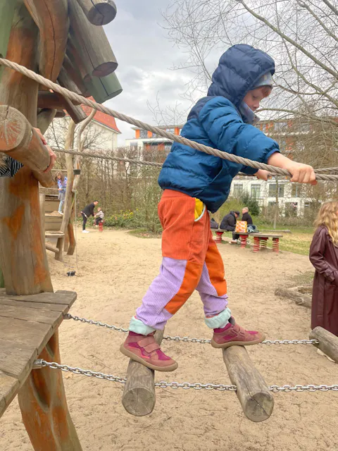 Mitwachsende Kinderhose/Outdoorhose | Cordnicki | Flieder - Gelb -  Rostorange