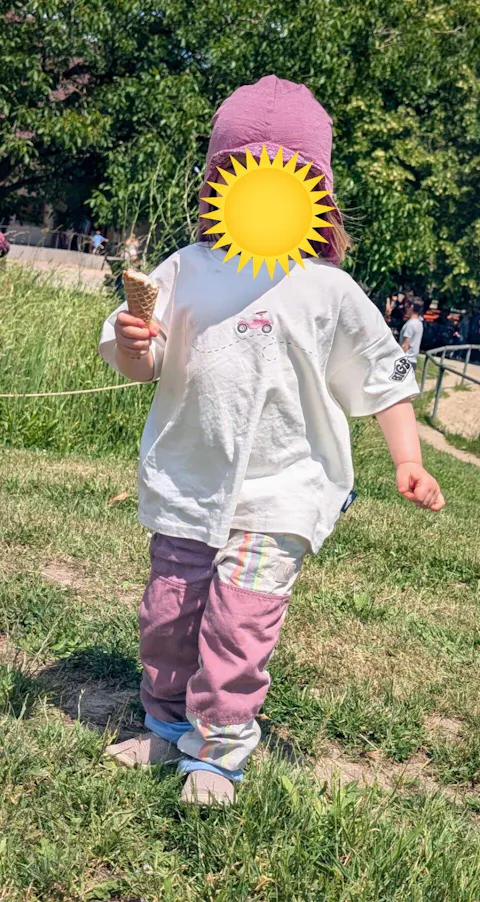 Leichte mitwachsende Kinderhose aus Baumwolle und Leinen | zweifarbig