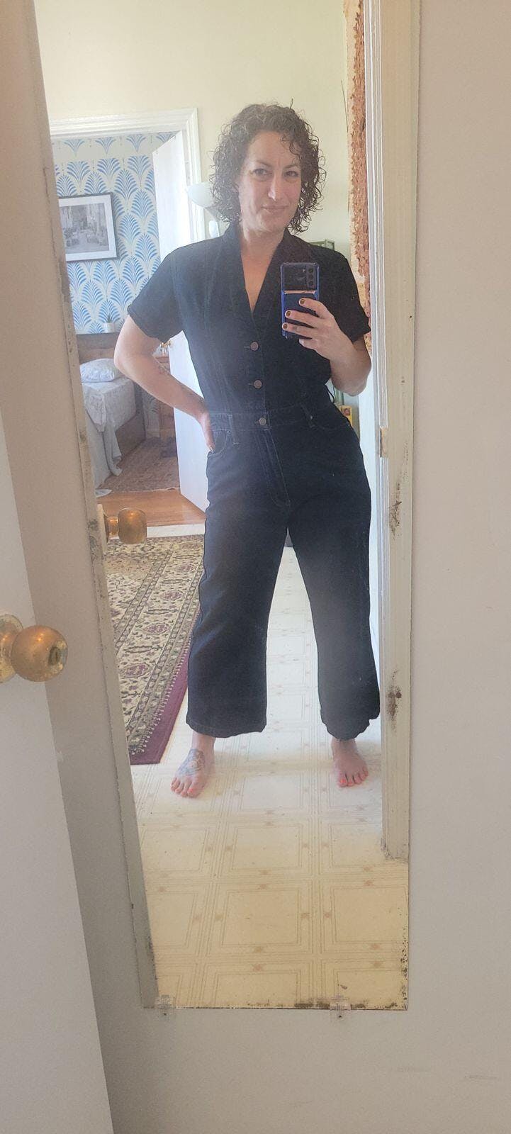 Ashby Coverall – Women's Black Denim Romper | Oliver Logan