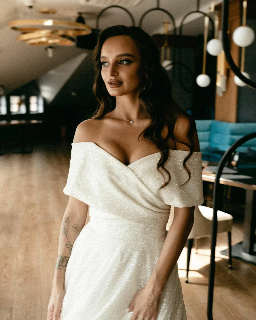 off-the-shoulder a-line wedding dress olivia product info and reviews Off-the-Shoulder A-line Wedding Dress Lumy – Olivia Bottega main image 1