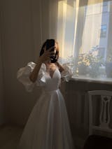 Satin Wedding Dress Sentea with Front Slit – Olivia Bottega