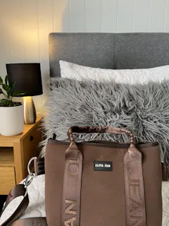 Blair (Brown) Neoprene Crossbody Bag- With Zip Closure