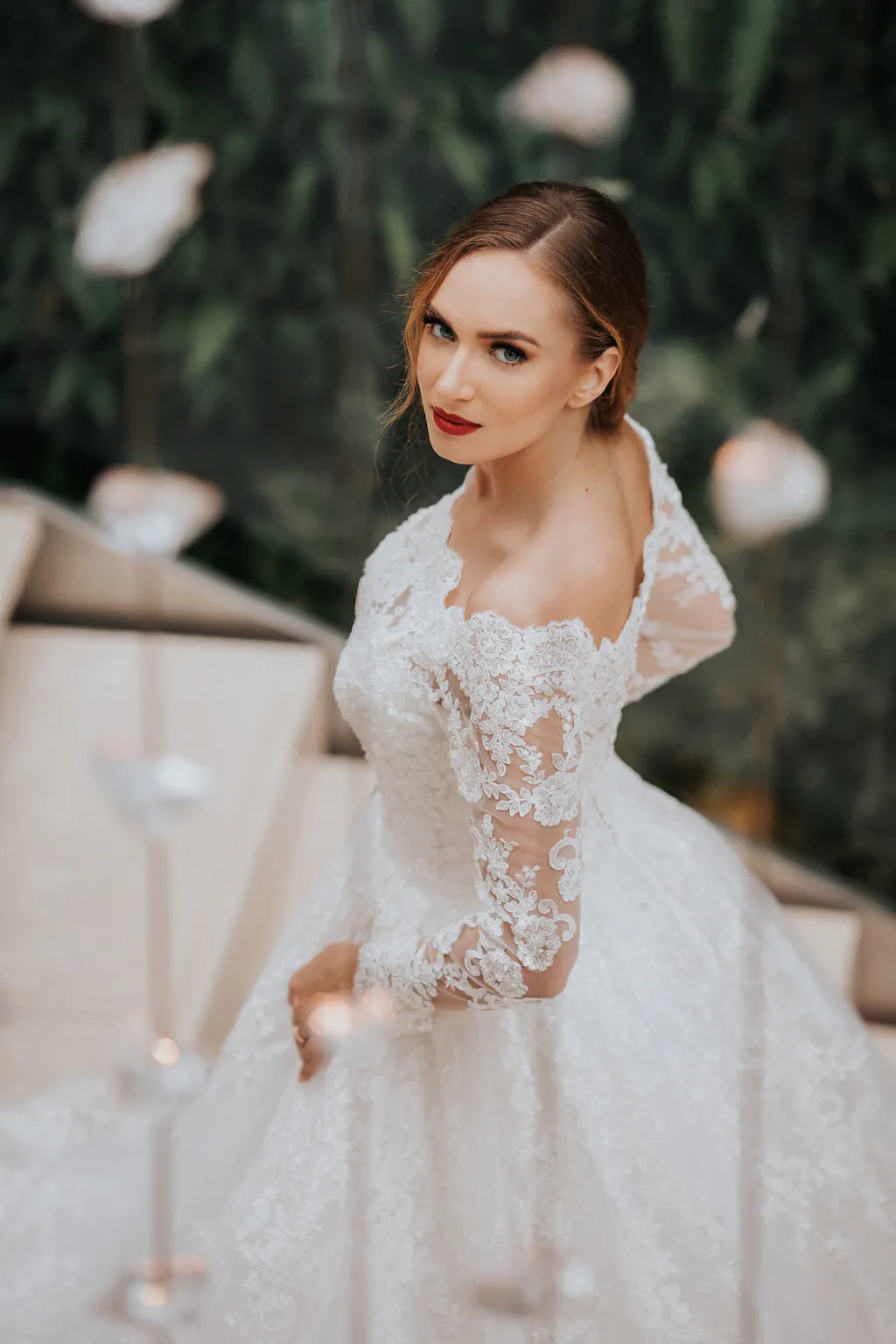 blue dress for baby girl Shimmering Off-the-Shoulder Wedding Dress Melanie main image 1
