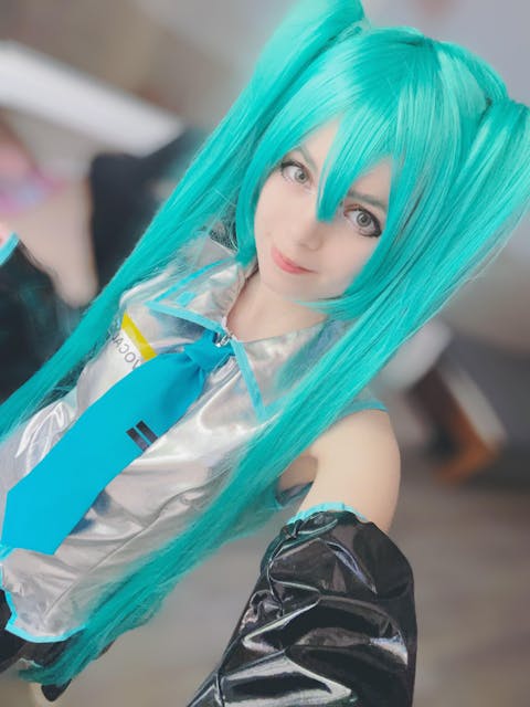 Hatsune Miku Patent Leather Official JK Adult Full Set Cosplay Costume
