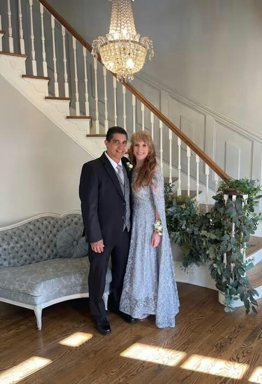 Lace Gown with Dramatic Cape Sleeves 29454