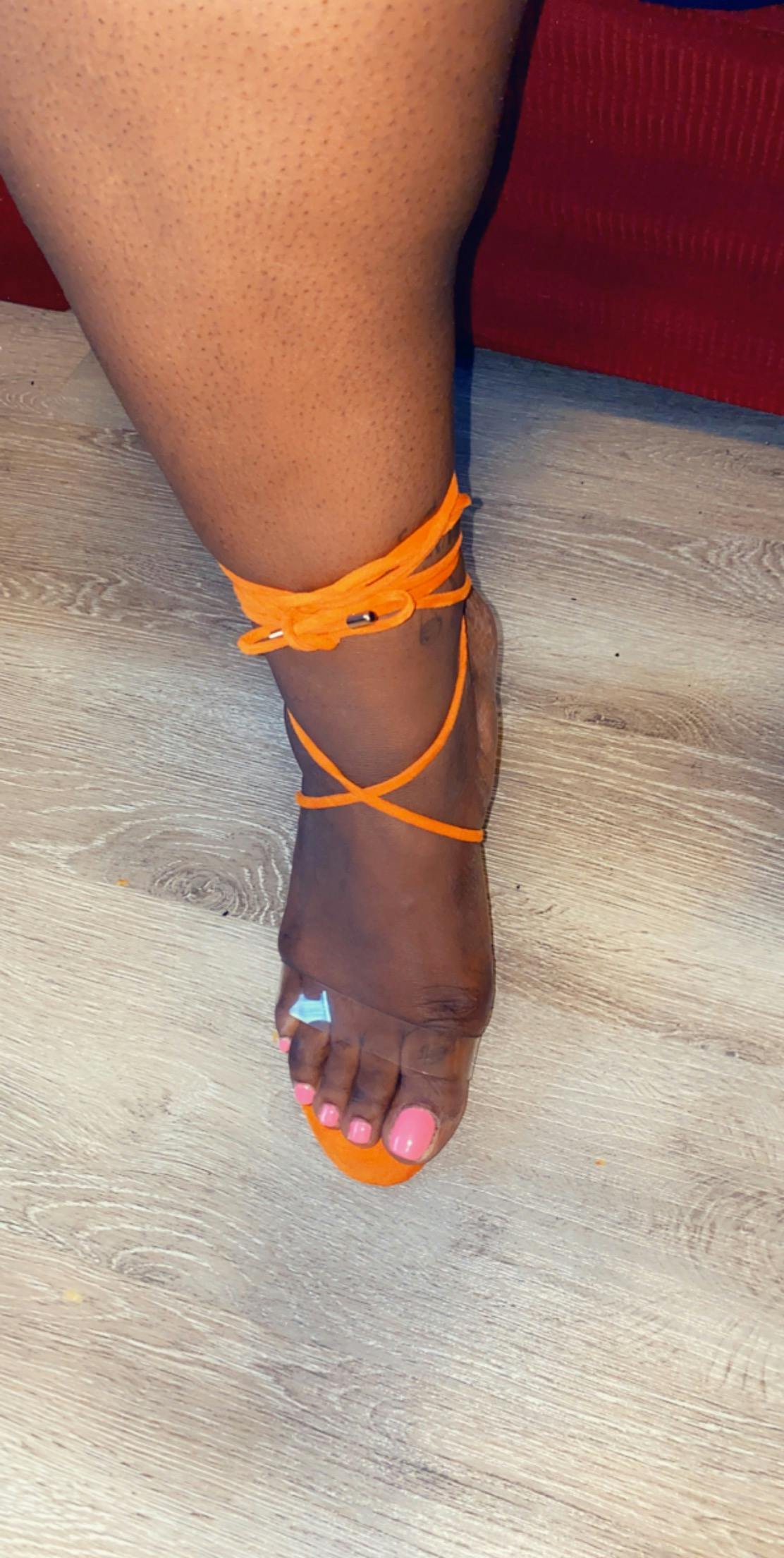 Clear Band Gladiator Chunky High Heel Orange Open Toe Lace Up Strappy â Onlymaker