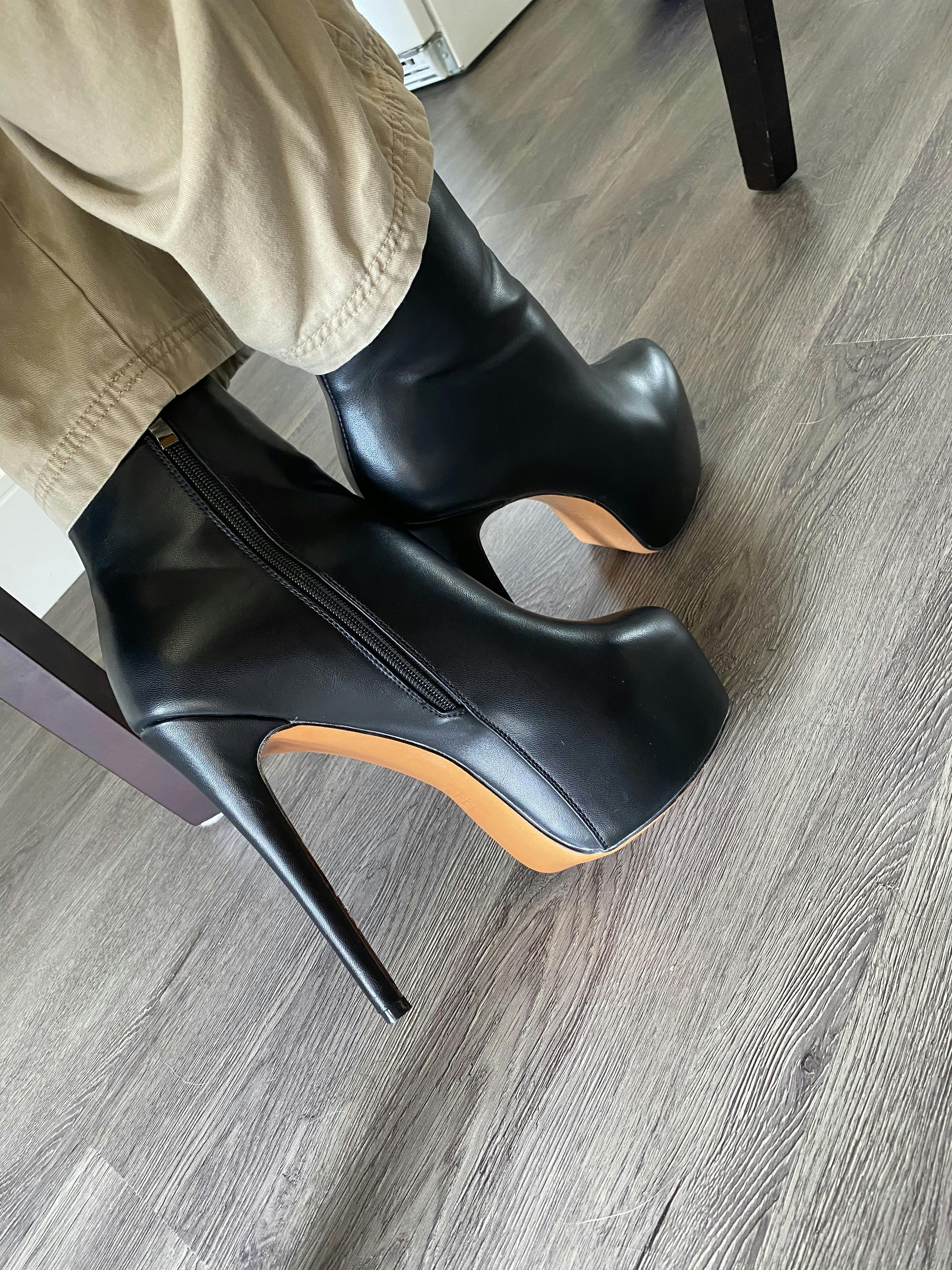 Rounded Toe Platform Stiletto High Heel Ankle Boots â Onlymaker