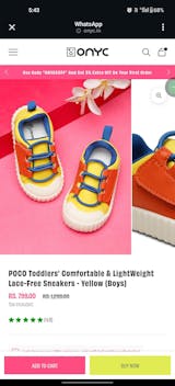 POCO Toddlers' Comfortable & LightWeight Lace-Free Sneakers - Yellow (Boys)