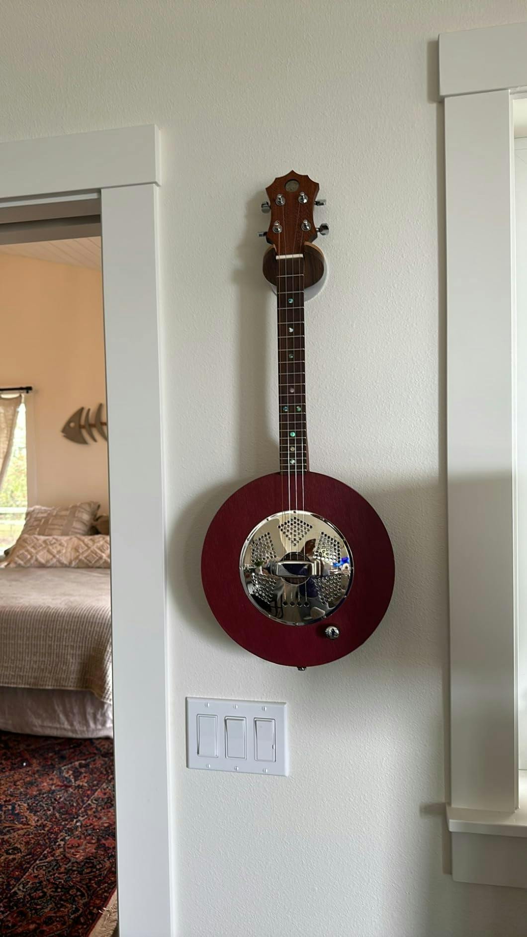 thumbnail image 2 of Donner Guitar Wall Mount Hanger 3-Pack, Black Walnut Guitar Wall Holder For Acoustic Electric 2 of 13