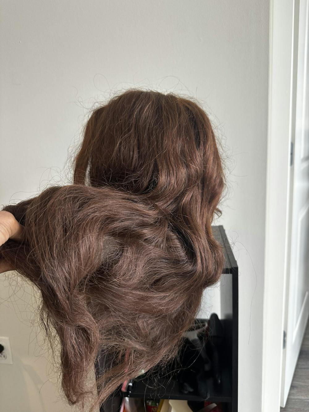 OQ HAIR Glueless Chocolate Brown Layered Cut Face Framing Body Wave Pre-Cut Lace Wear Go Wig