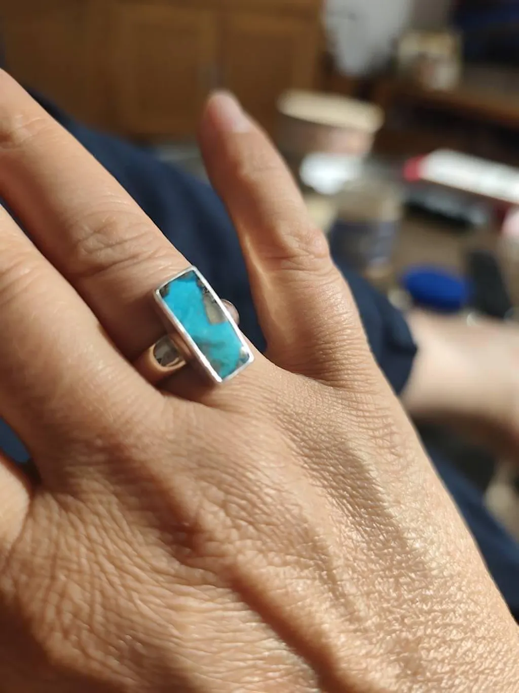 Bague en argent avec Turquoise à Pyrite - Essential