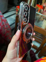 Samsung Galaxy A05s Cover - Silver - Luxury Diamond Rhinestones Color Electroplating Borders Magsafe Magnetic Stand Holder Soft Clear Case With Camera Protection
