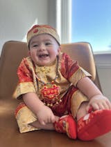 Red and Golden Baby Tang Jacket Set