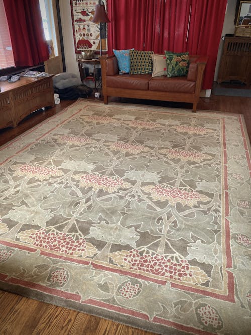 Multi Size Green, Sage Hand Tufted Hand Made 100% Wool William Morris Transitional Oriental Area Rug