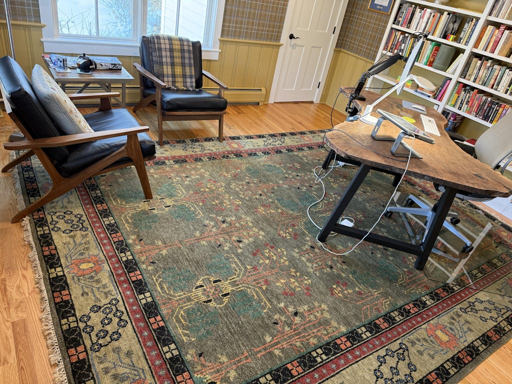 LoomBloom Multi Size Green Hand Knotted Arts & Crafts/Mission Donegal  Wool Oriental Area Rug