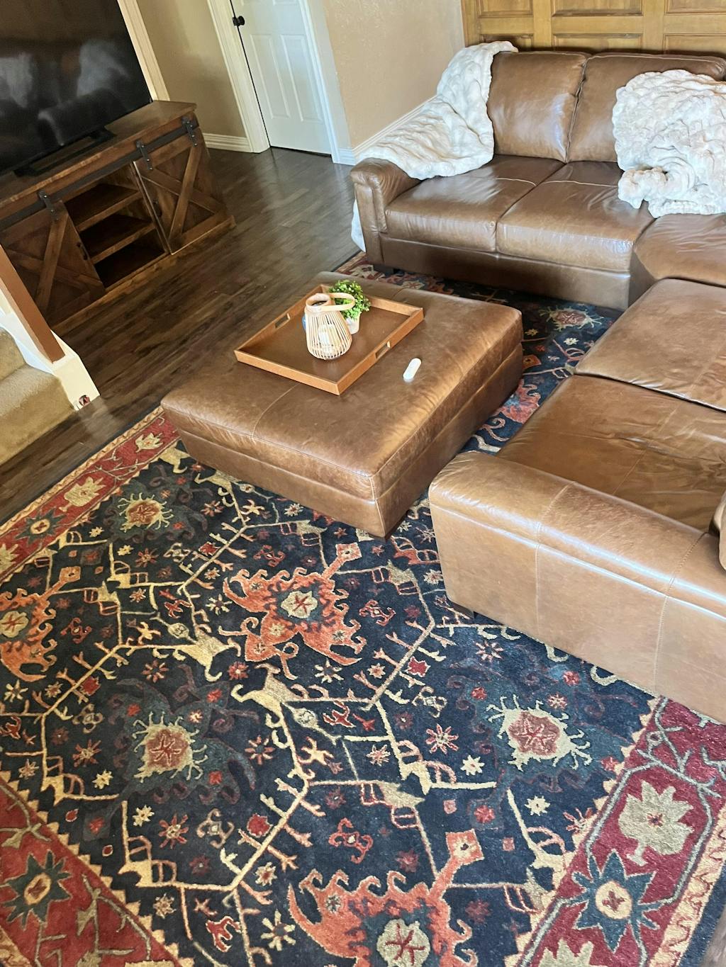 Handmade Multi Size 100% Wool Dark Blue Oriental Area Rug