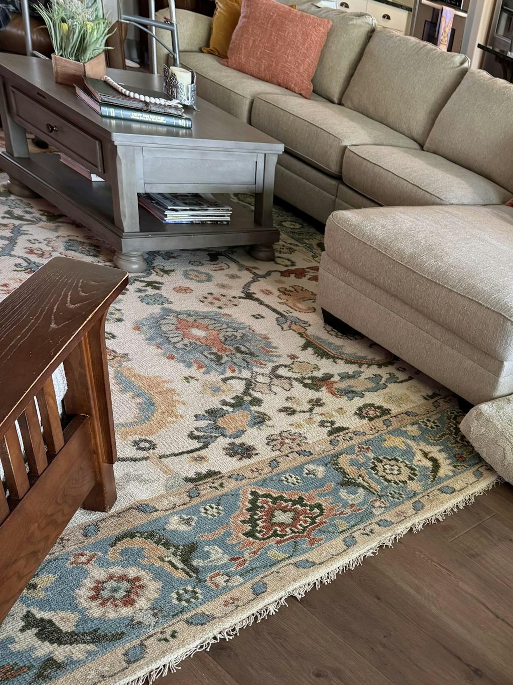 LoomBloom Multi Size Beige Hand Knotted Arts & Crafts/Mission Oushak Wool Oriental Rug