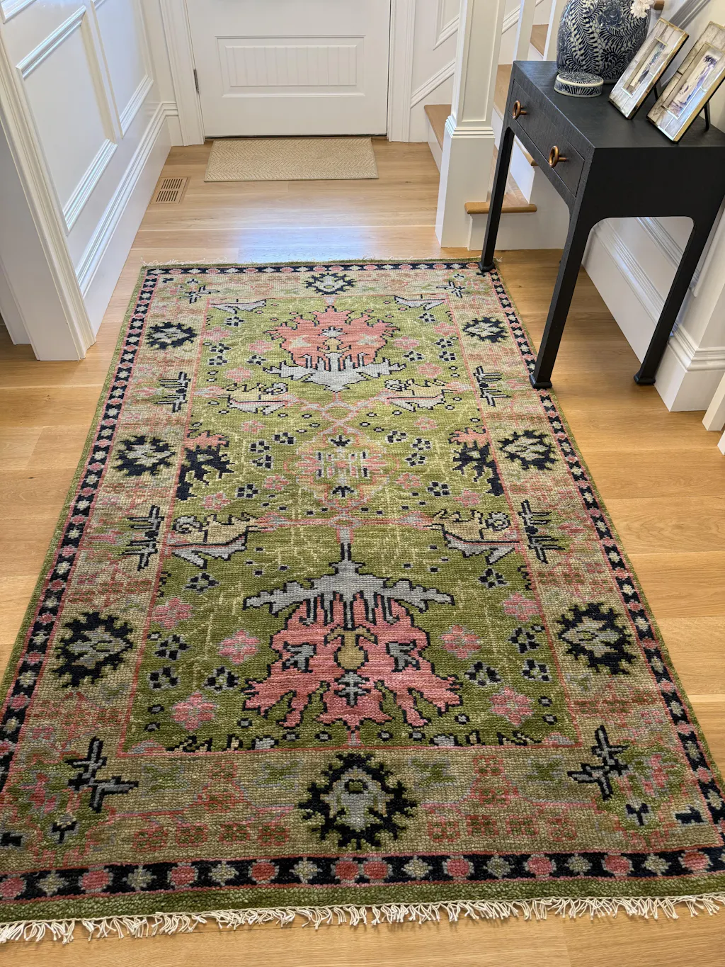 Multi Sizes Green, Pink Hand Knotted Muted Turkish Oushak 100% Wool Traditional Oriental Area Rug